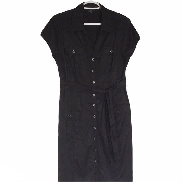 Reitmans - 100% Cotton Button Front Dress - Black - Picture 1 of 4